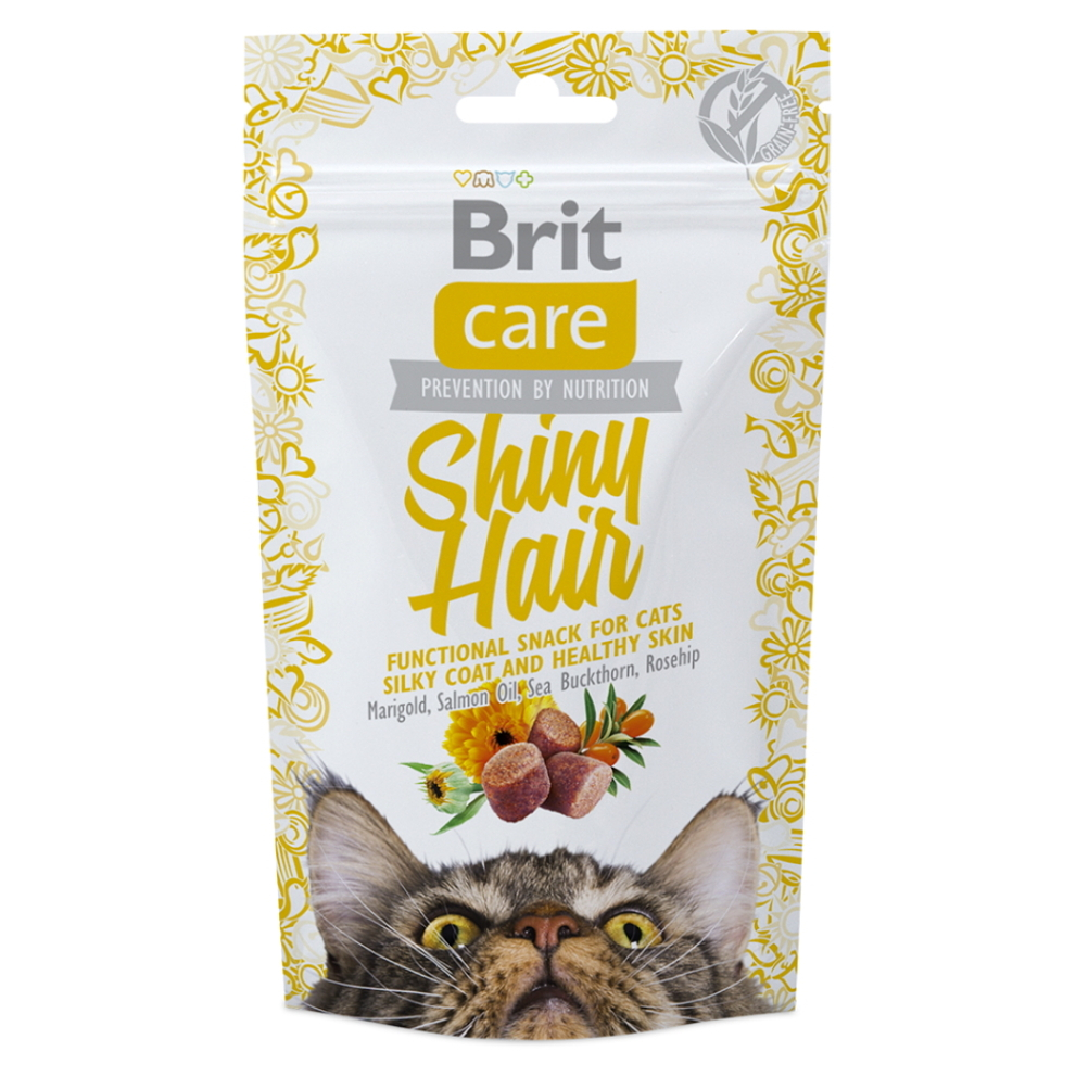Levně BRIT Care Snack Shiny Hair s lososem pro kočky 50 g