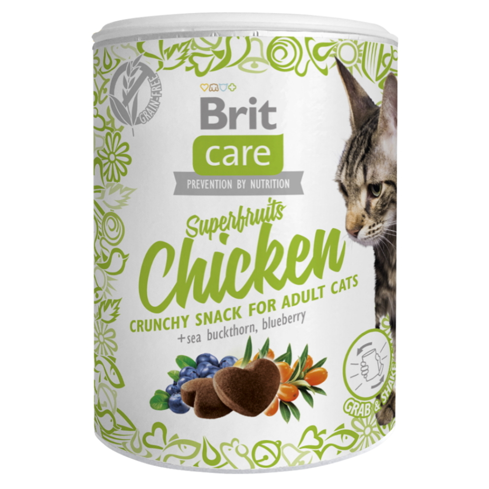 BRIT Care Snack Superfruits Chicken s kuřetem, rakytníkem a borůvkami pro kočky 100 g