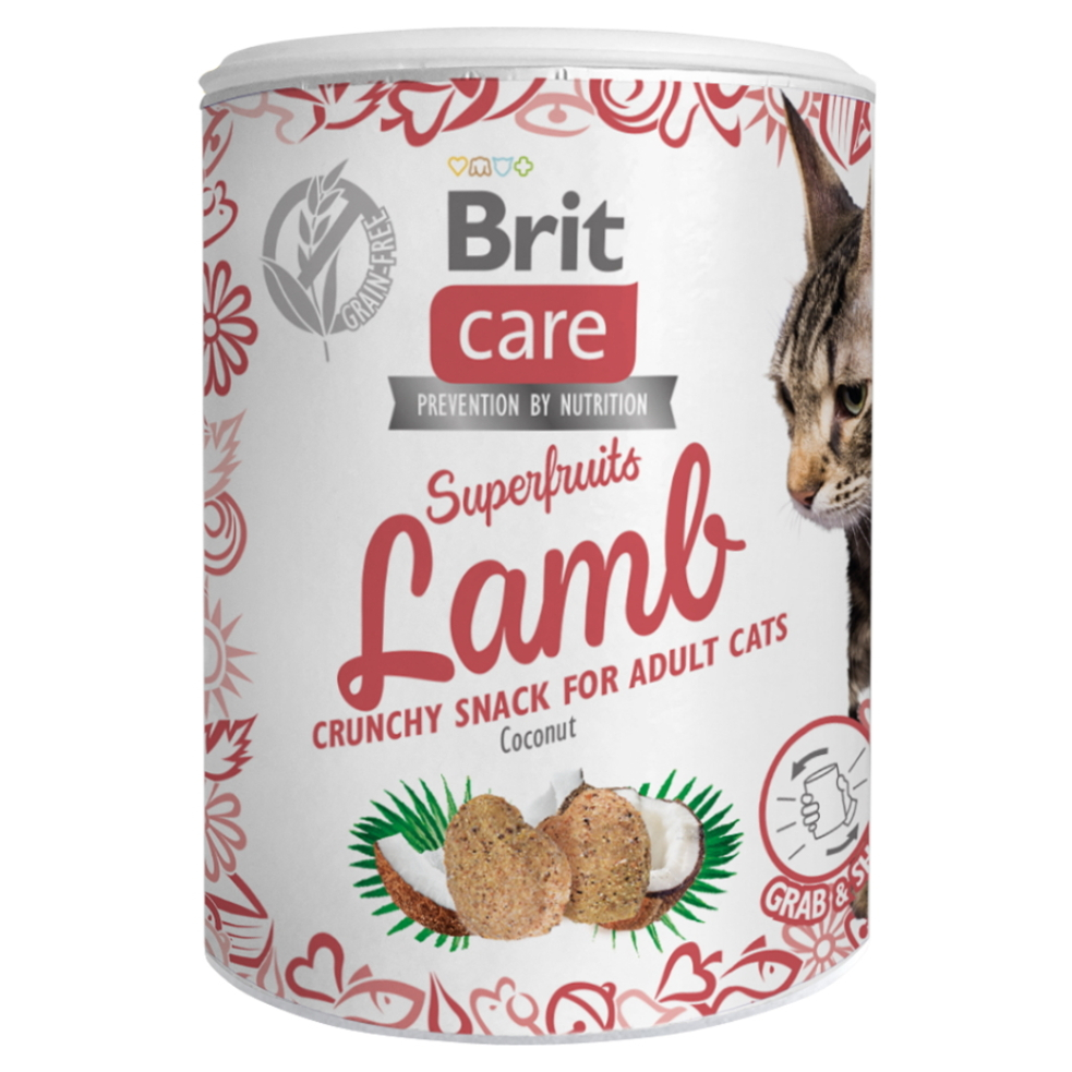 Levně BRIT Care Snack Superfruits Lamb jehněčí s kokosem pro kočky 100 g