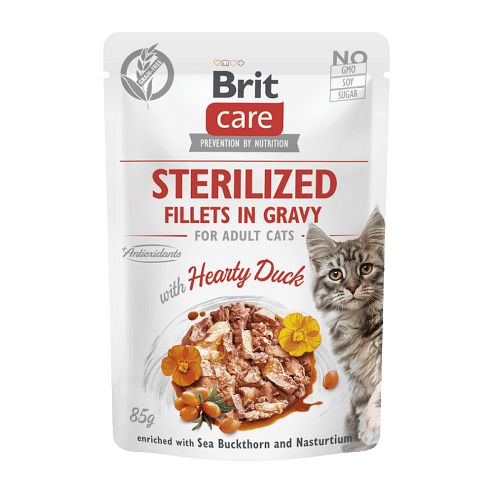 BRIT Care cat sterilized fillets with duck kapsička pro kočky 85 g