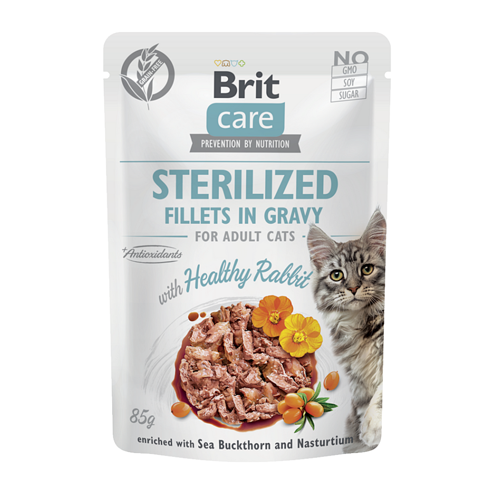 BRIT Care cat sterilized fillets with rabbit kapsička pro kočky 85 g