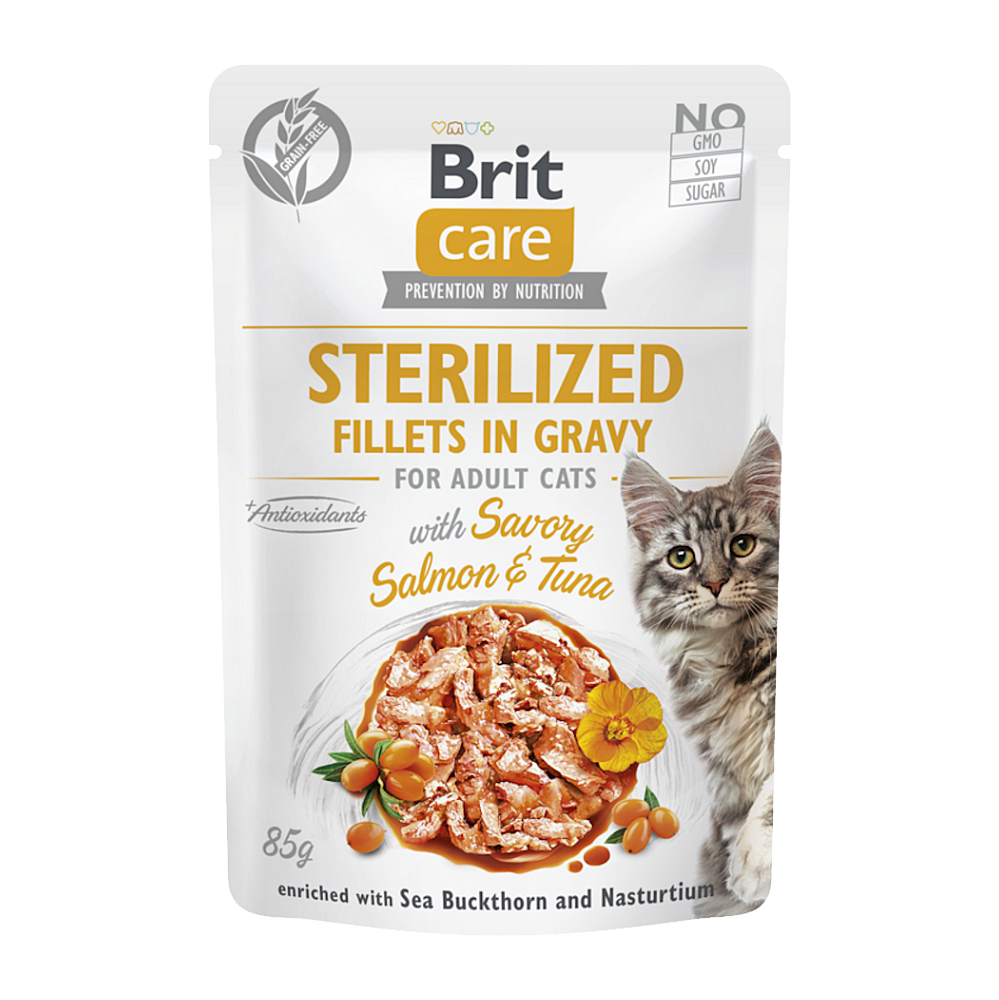 BRIT Care sterilized fillets with salmon&tuna kapsička pro kočky 85 g