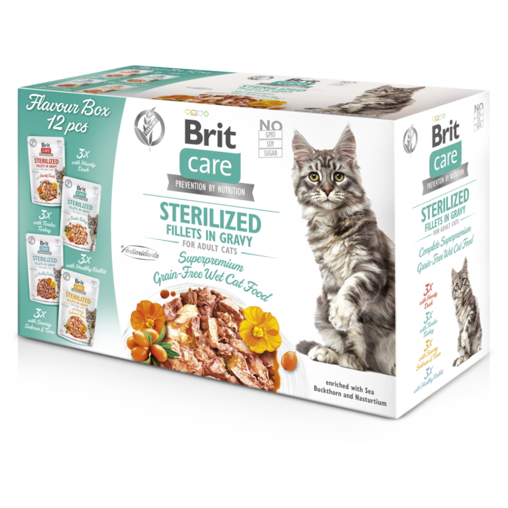 Levně BRIT Care Fillets in Gravy Sterilized Flavour Box pro kočky 12 x 85 g