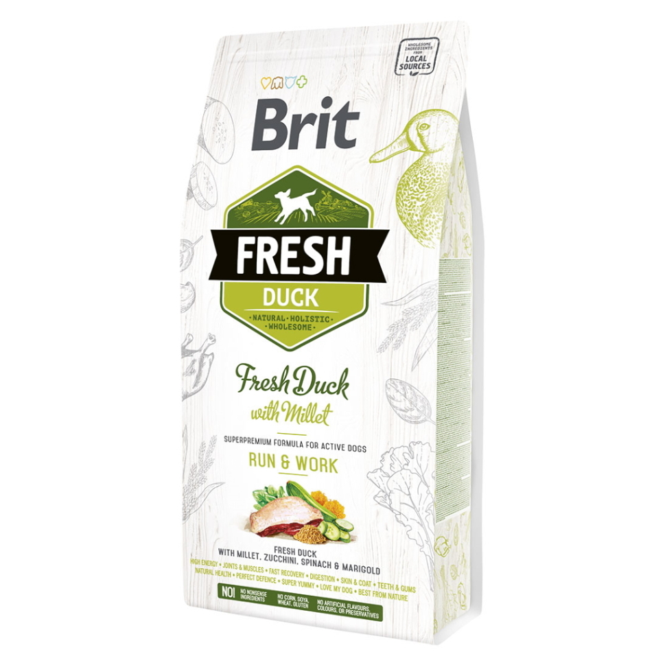 E-shop BRIT Fresh Duck with Millet Adult Run & Work granule pro psy, Hmotnost balení: 2,5 kg