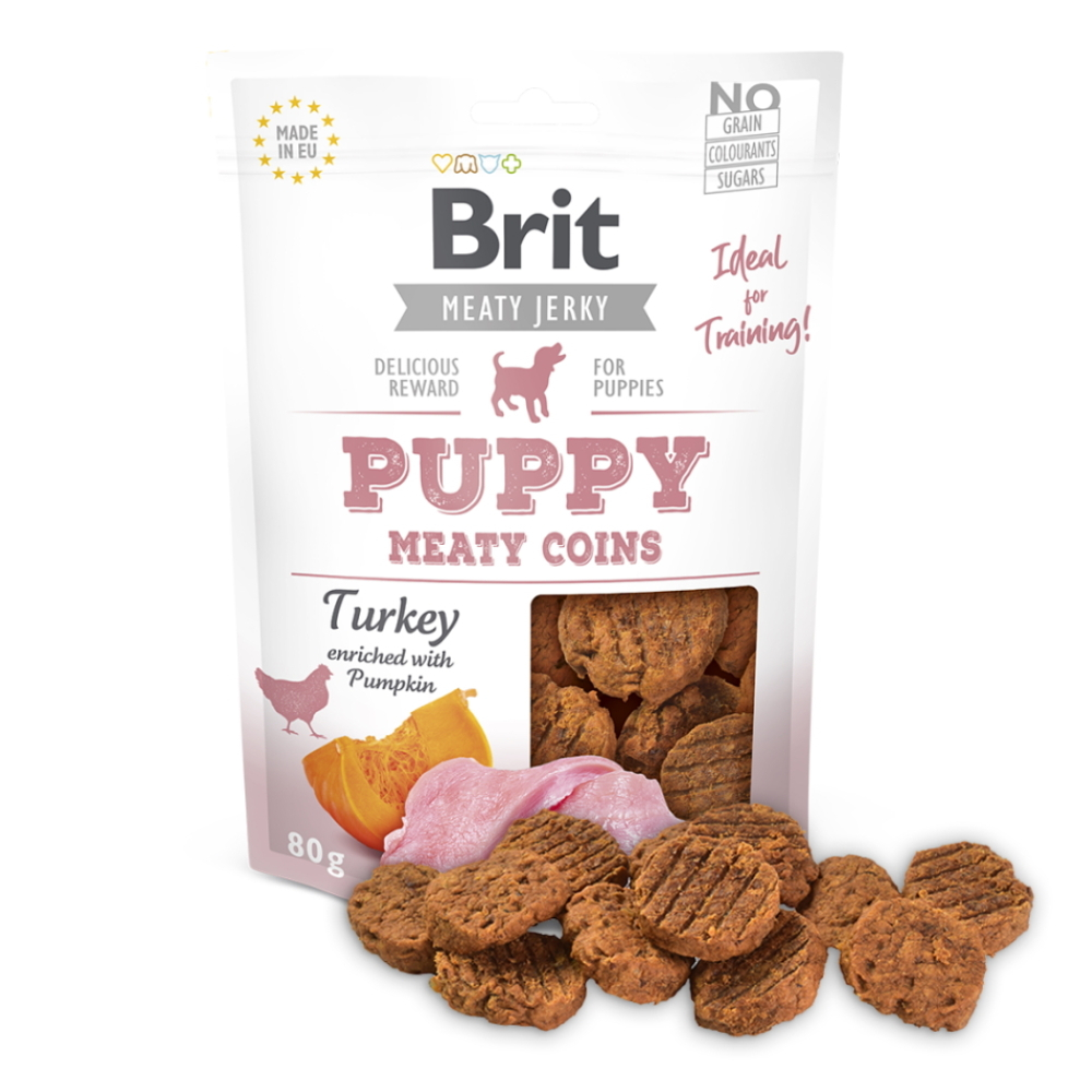 E-shop BRIT Jerky Puppy Turkey Meaty Coins pamlsky pro štěňata 80 g