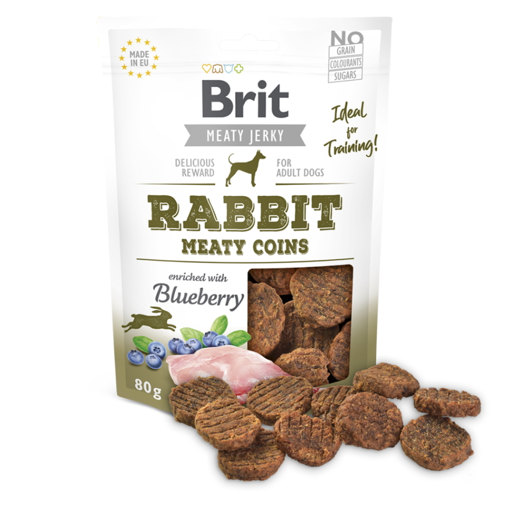 E-shop BRIT Jerky Rabbit Meaty Coins pamlsky pro psy 80 g