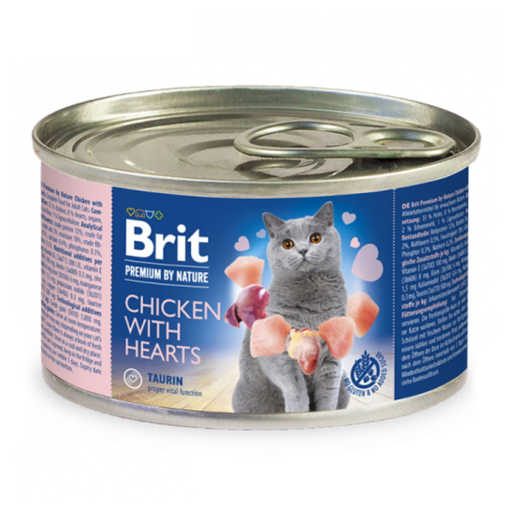 E-shop BRIT Premium by Nature Chicken with Hearts konzerva pro kočky 200 g