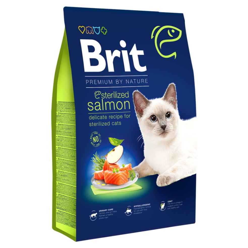 Levně BRIT Premium by Nature Sterilized Salmon granule pro kočky 1 ks, Hmotnost balení: 8 kg