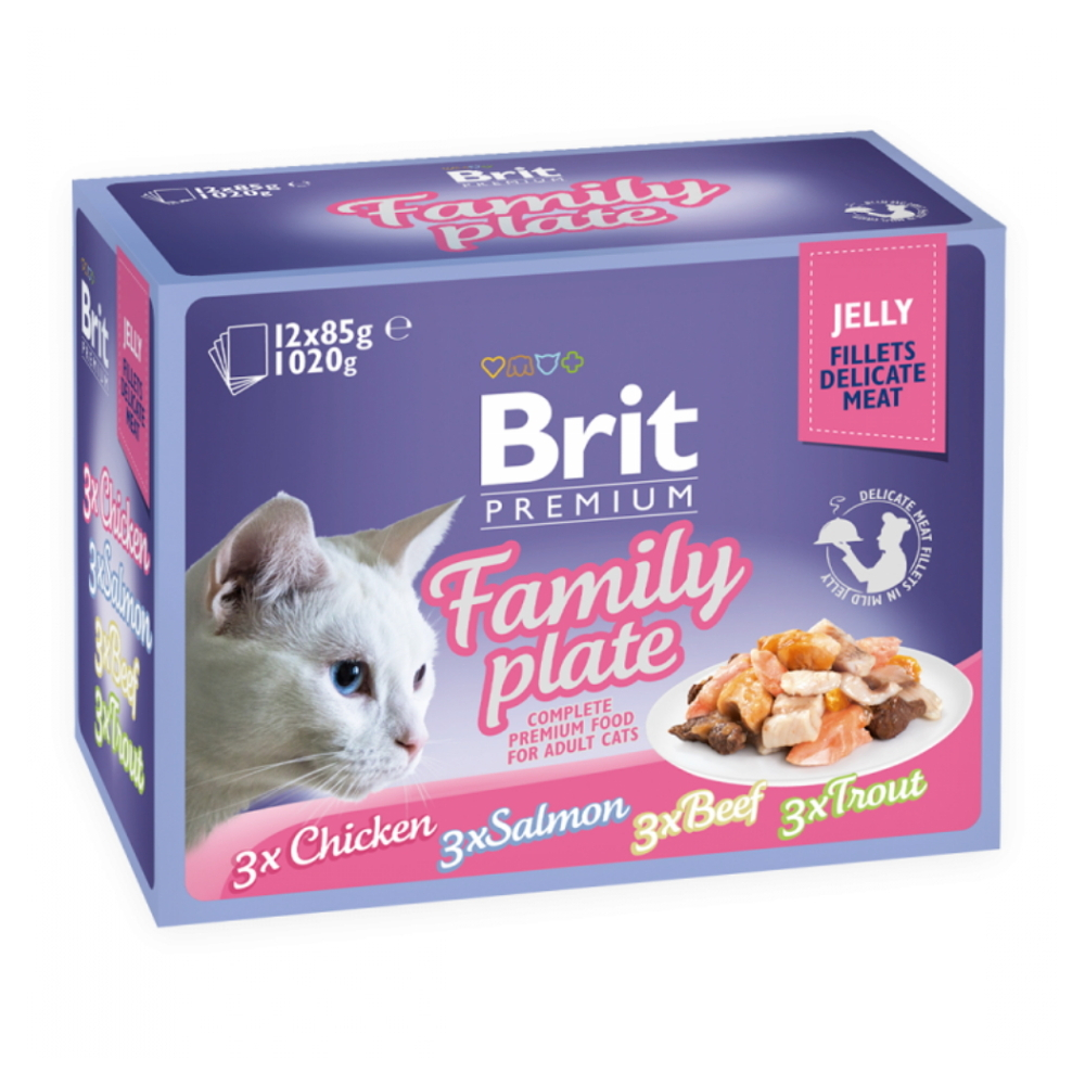 Levně BRIT Premium Delicates Fillets in Jelly Family Plate kapsičky v želé pro kočky 12x 85 g