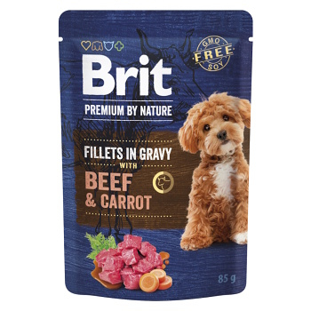 BRIT Premium Dog Fillets Gravy Beef&Carrot 85 g (Kapsičky a paštiky pro psy)