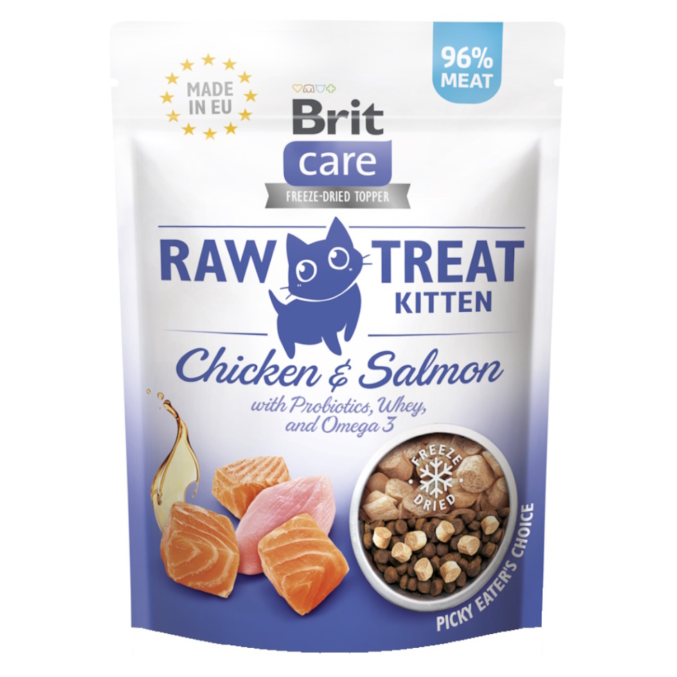Levně BRIT Raw Treat Cat Kitten Chicken&Salmon pamlsky pro koťata 40 g