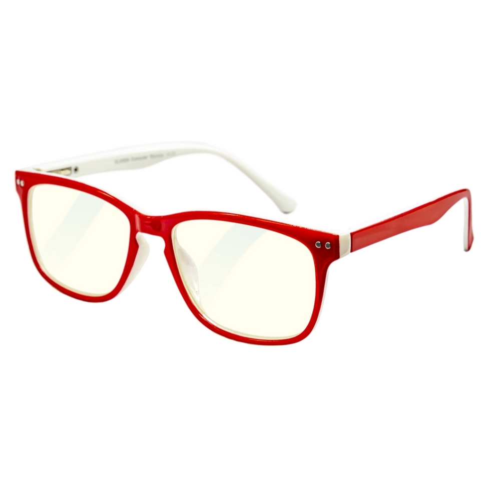 E-shop GLASSA Brýle na počítač PCG07 červeno bílé plastové obroučky, Počet dioptrií: 0,00