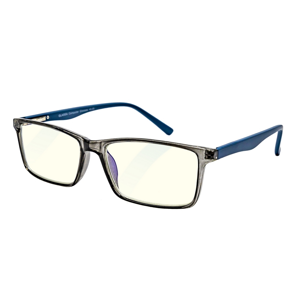 E-shop GLASSA Brýle na počítač PCG08 modro-šedé plastové obroučky, Počet dioptrií: +0,50