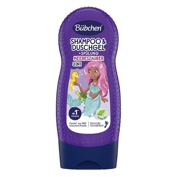 BÜBCHEN Kids šampon & sprchový gel & kondicionér 3v1 Malá mořská víla 230 ml (Mýdla a sprchové gely pro děti) - Zvláčňující