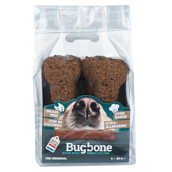 BUGBONE Pamlsky pro psy medium kost s hmyzem 6 kusů (Piškoty a sušenky pro psy) - Hypoalergenní