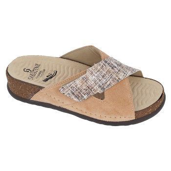 SABATINI KAROLINA Tweed/Camoscio pantofle karamelové 1 pár, Velikost obuvi: 39 (Dámská ortopedická obuv)