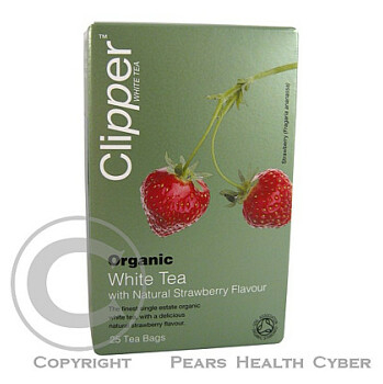 Čaj Clipper organic white tea + Strawberry 25 x 2 g