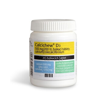 CALCICHEW® D3 500mg/200IU žvýkací tablety 20 kusů (Léky s obsahem vitamínů a minerálů)