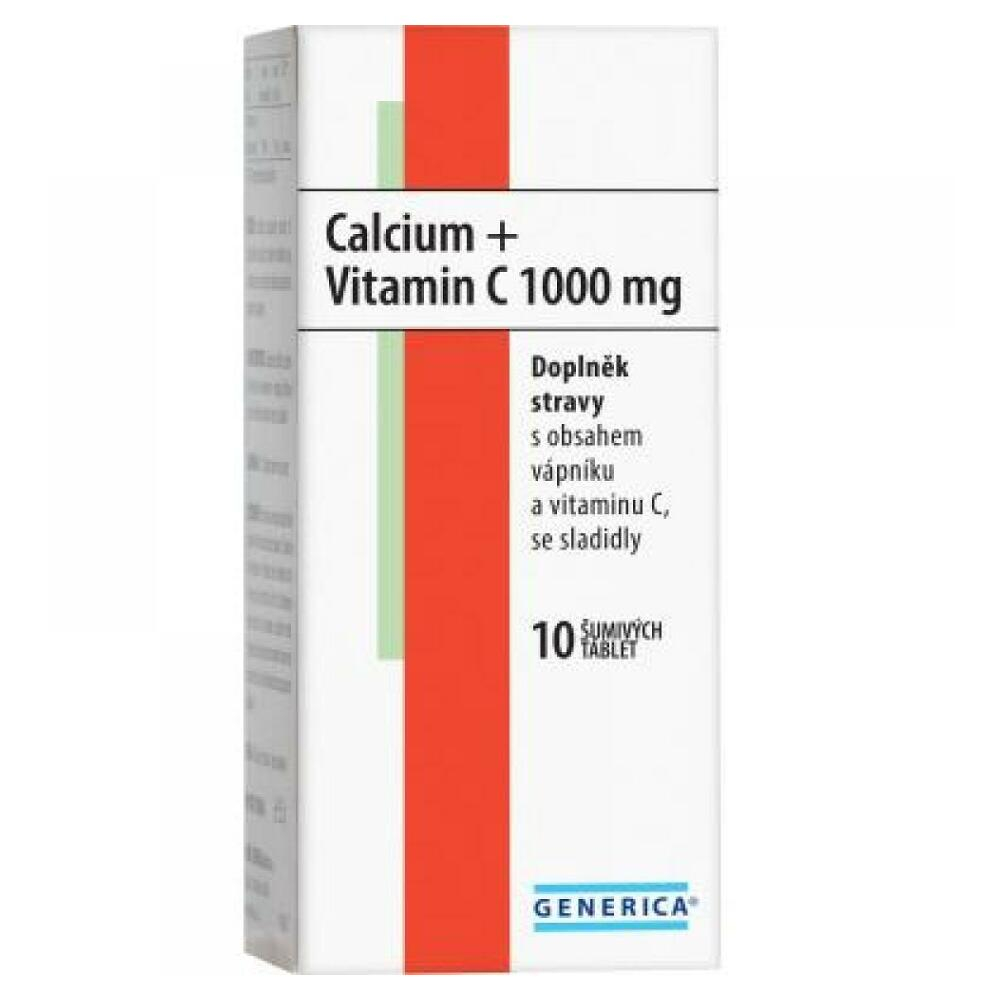 Levně GENERICA Calcium + vitamin C 1000 mg 10 tablet