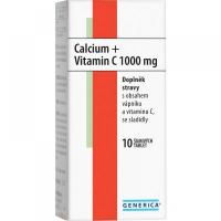 GENERICA Calcium + Vitamin C 1000 mg 10 rozpustných tablet GENERICA Calcium + Vitamin C 1000 mg 10 rozpustných tablet
