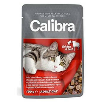 CALIBRA Cat  kapsa kuřecí a hovězí v omáčce 100 g