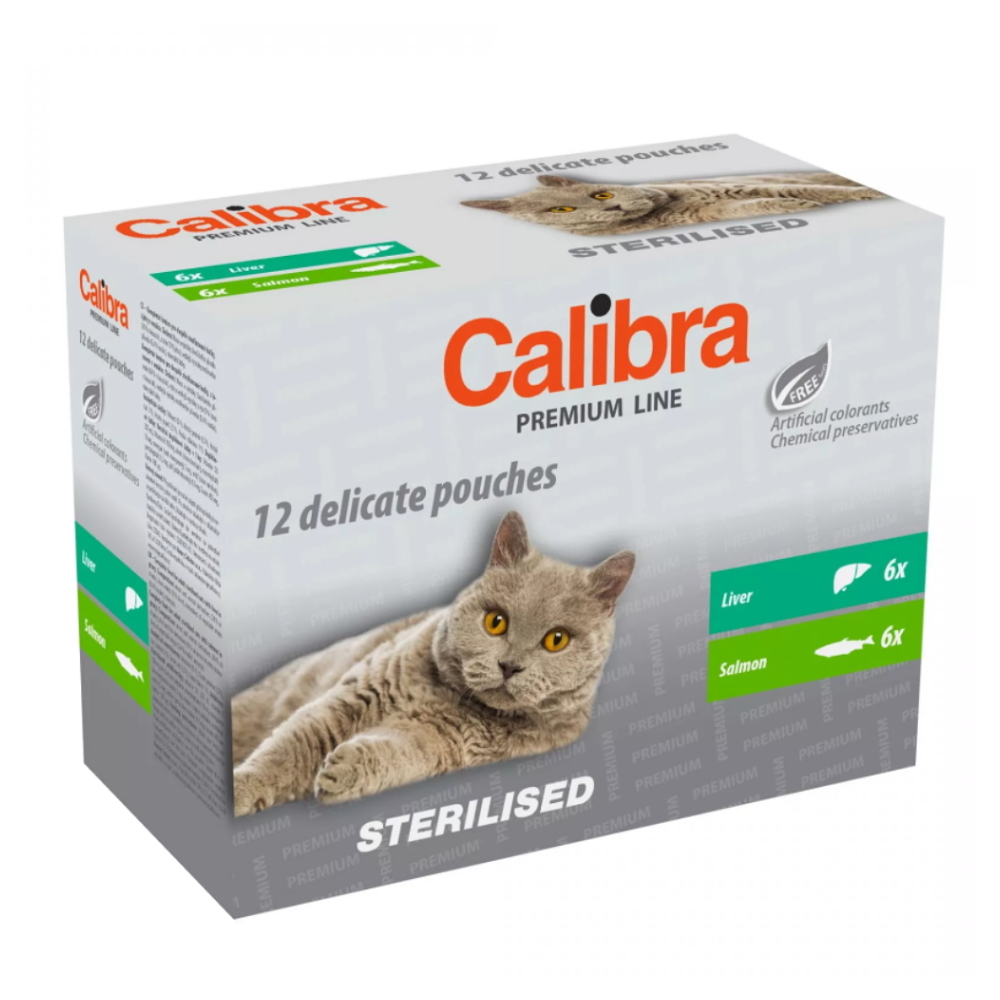 Levně CALIBRA Premium Line Sterilised multipack kapsičky pro kastrované kočky 12 x 100 g