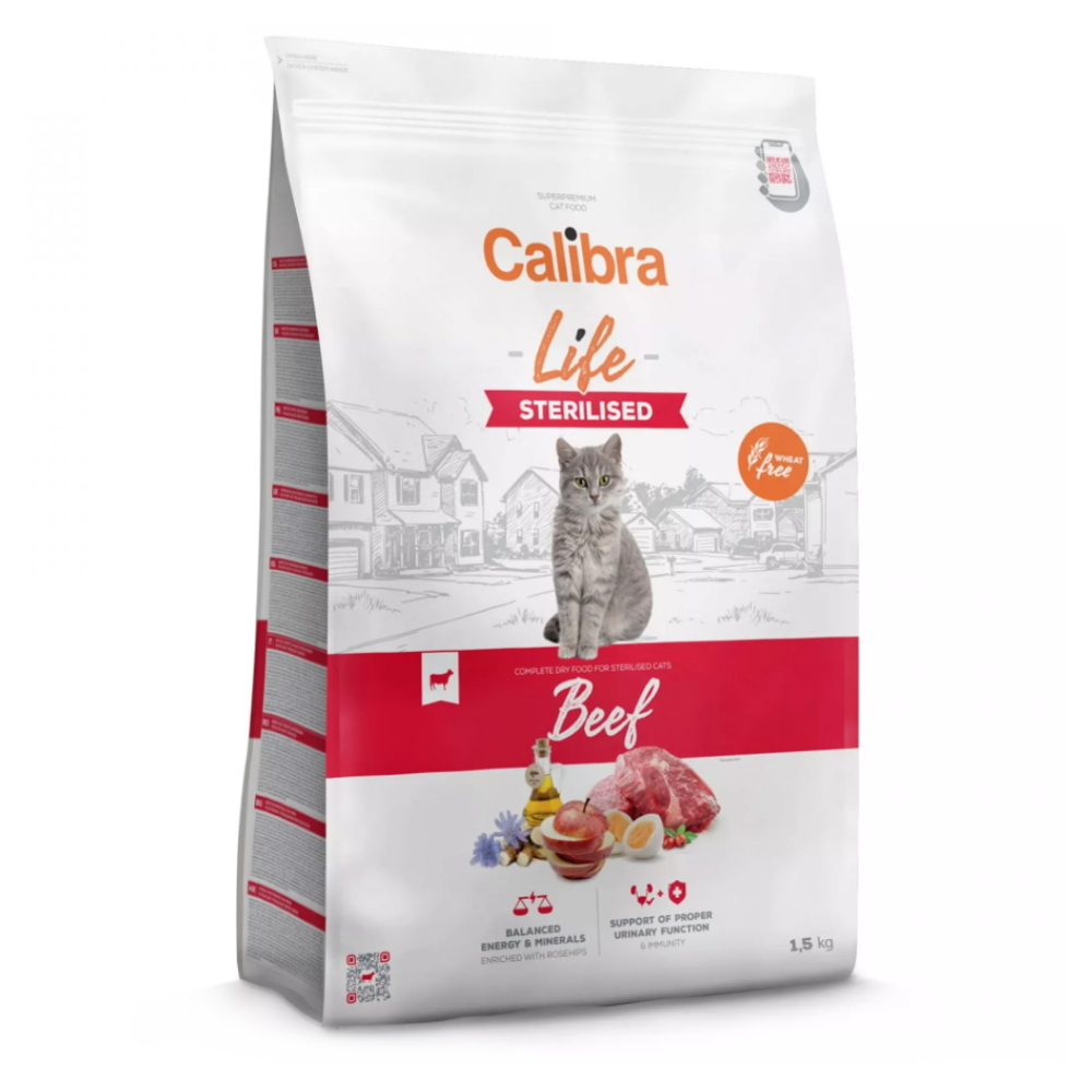 Levně CALIBRA Life Sterilised Beef granule pro kastrované/ste­rilizované kočky 1,5 kg