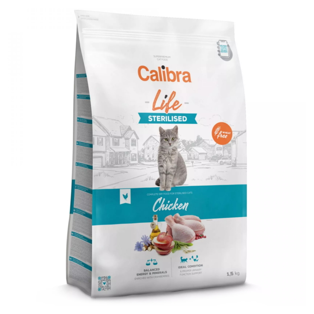 E-shop CALIBRA Life Sterilised Chicken granule pro kastrované/ste­rilizované kočky 1,5 kg, poškozený obal