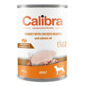 CALIBRA Dog  konzerva Adult krůta a kuřecí srdíčka 400 g