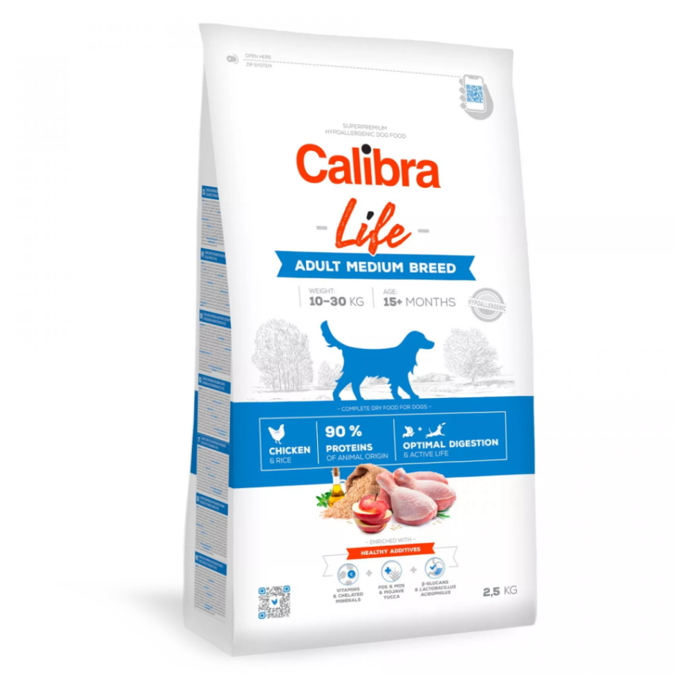 Levně CALIBRA Life Adult Medium Breed Chicken pro psy středních plemen 1 ks, Hmotnost balení: 12 kg