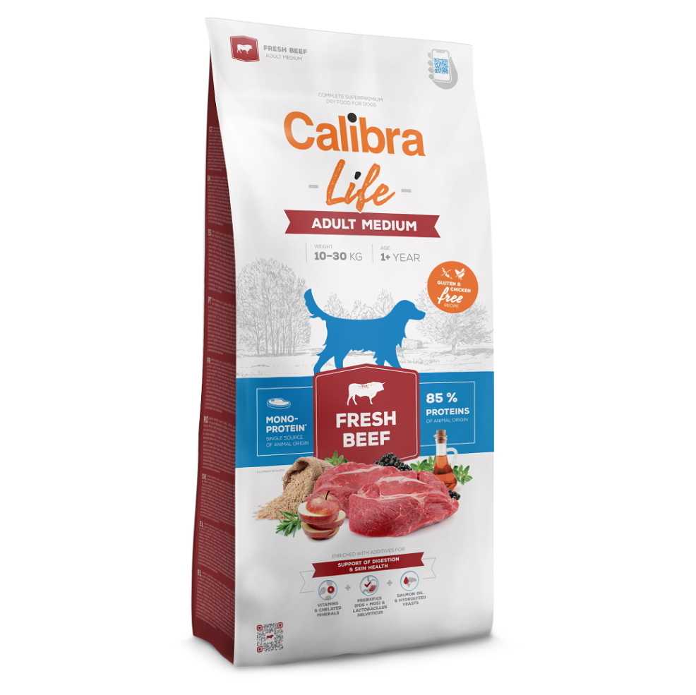 E-shop CALIBRA Life Fresh Beef Adult Medium granule pro psy 1 ks, Hmotnost balení: 12 kg