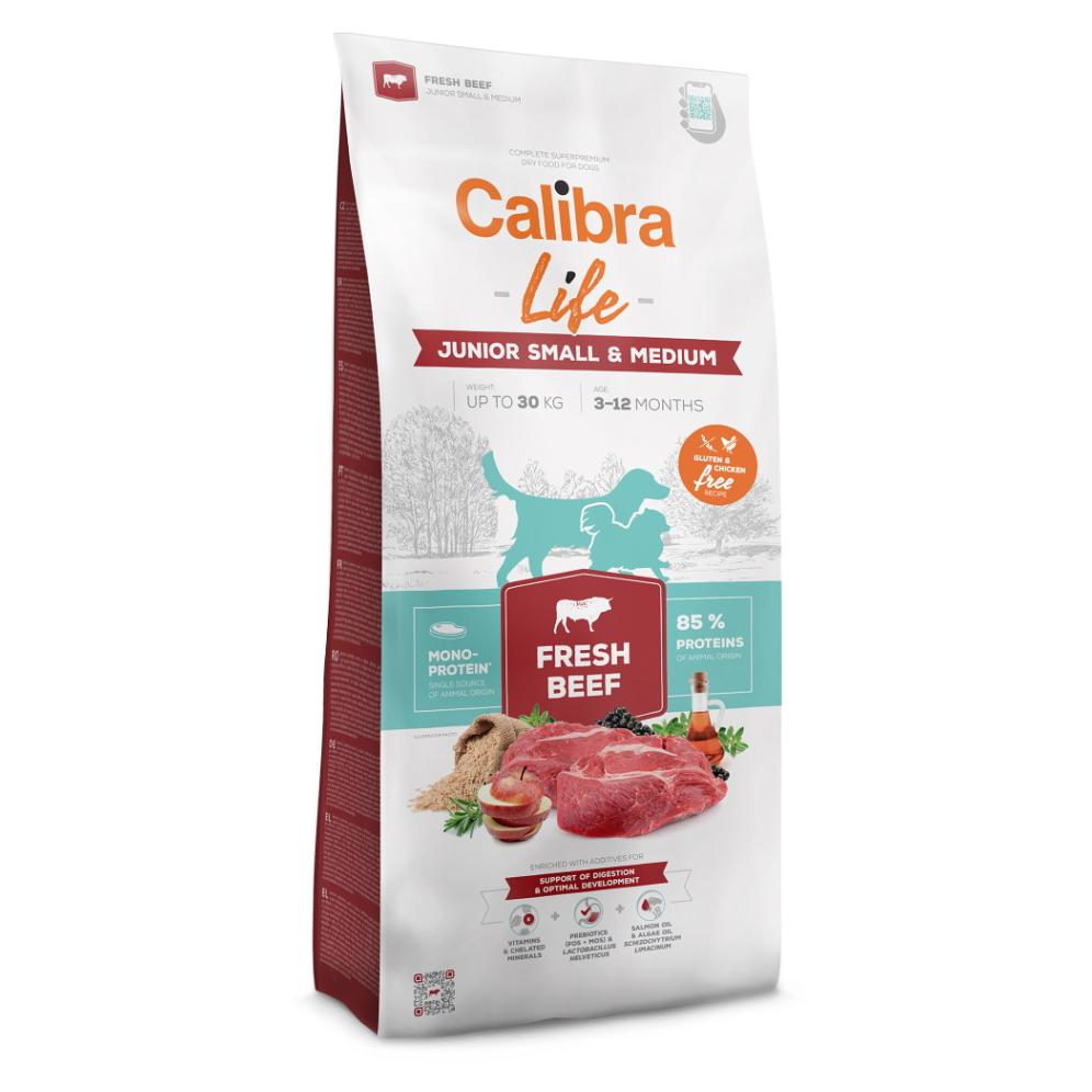 E-shop CALIBRA Life Fresh Beef Junior Small & Medium granule pro psy 1 ks, Hmotnost balení: 12 kg