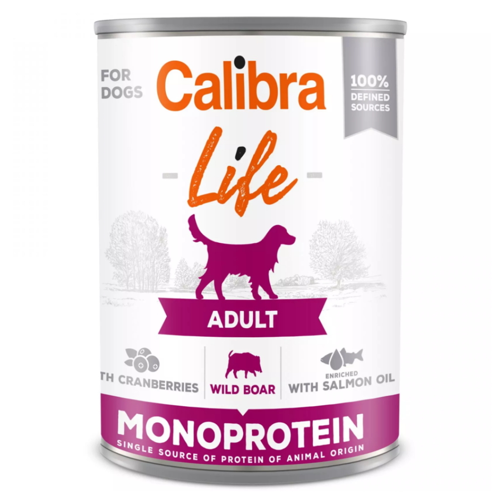 E-shop CALIBRA Life konzerva Adult Wild boar with cranberries pro psy 400 g
