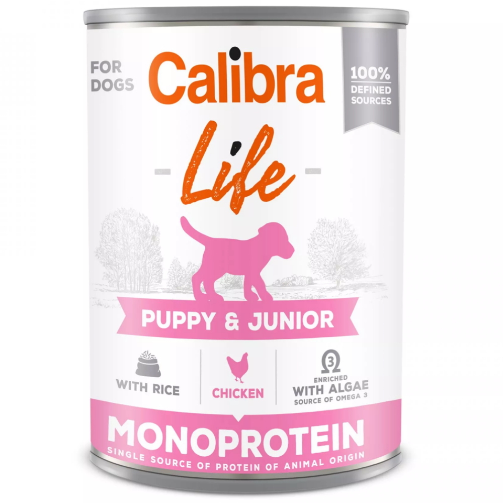E-shop CALIBRA Life konzerva Puppy&Junior Chicken&rice pro štěňata 400 g