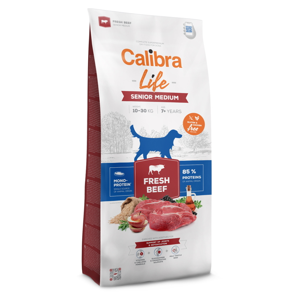 E-shop CALIBRA Life Fresh Beef Senior Medium granule pro psy 1 ks, Hmotnost balení: 12 kg