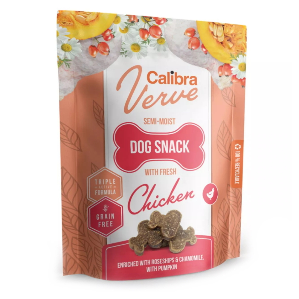 Levně CALIBRA Verve Semi-Moist Snack Fresh Chicken pamlsky s kuřecím pro psy 150 g