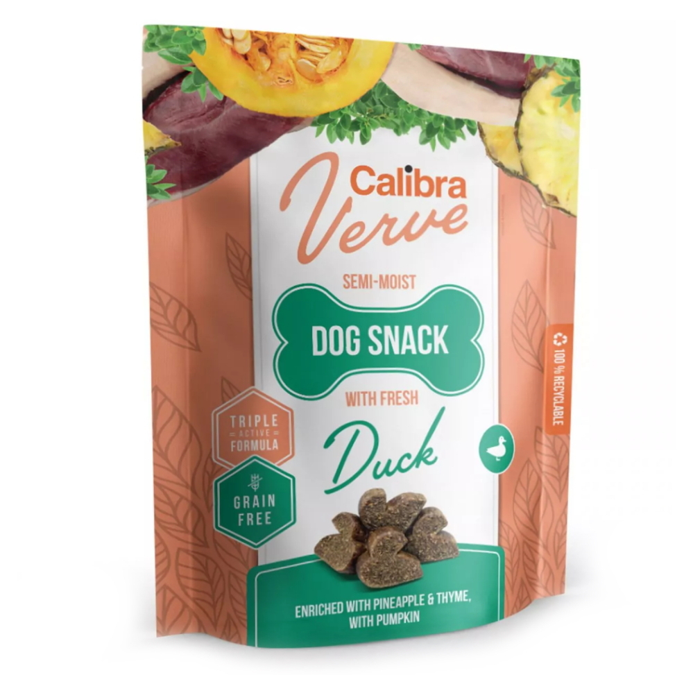 Levně CALIBRA Verve Semi-Moist Snack Fresh Duck pamlsky s kachnou pro psy 150 g
