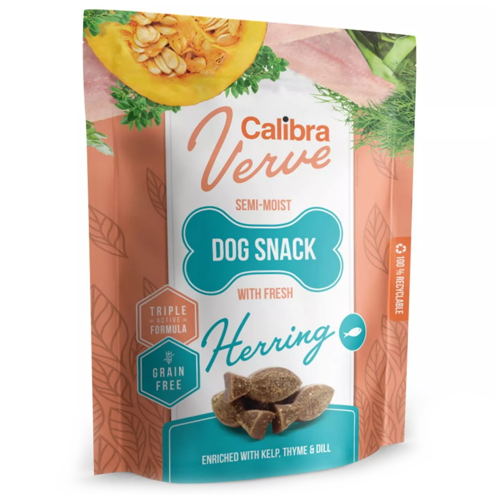 E-shop CALIBRA Verve Semi-Moist Snack Fresh Herring pamlsky se sleděm pro psy 150 g