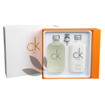 Calvin Klein CK One - toaletní voda s rozprašovačem 200 ml + tělové mléko 250 ml (Pomačkaný obal sady)