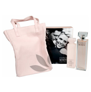Calvin Klein Eternity Moment - parfémová voda s rozprašovačem 100 ml + taška + tělové mléko 100 ml