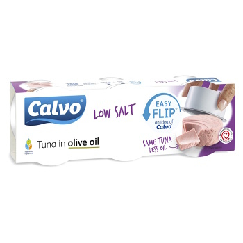 CALVO Tuňák v olivovém oleji s nízkým obsahem soli 3 x 65 g (Rybí konzervy) - Jednosložkové