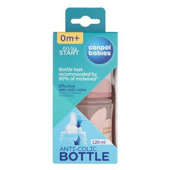CANPOL BABIES Antikoliková lahev EasyStart GOLD růžová 120 ml (Kojenecké lahve) - Antikolikové