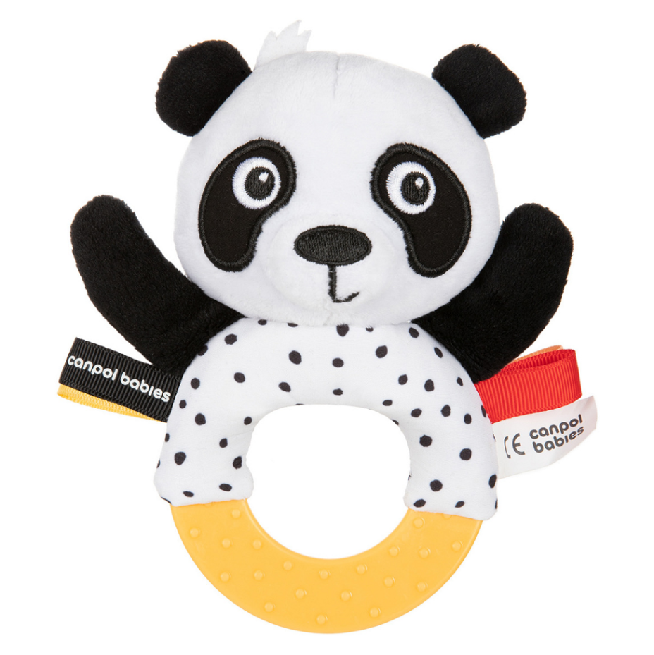 E-shop CANPOL BABIES BabiesBoo senzorická hračka panda s kousátkem a chrastítkem
