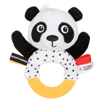 CANPOL BABIES BabiesBoo senzorická hračka panda s kousátkem a chrastítkem