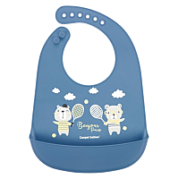 CANPOL BABIES Bryndák silikonový s kapsou bonjour paris modrý