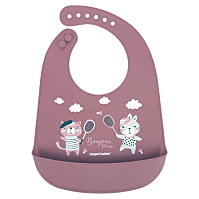 CANPOL BABIES Bryndák silikonový s kapsou bonjour paris růžový