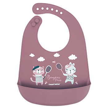 CANPOL BABIES Bryndák silikonový s kapsou bonjour paris růžový (Bryndáky)