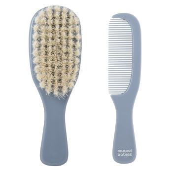 CANPOL BABIES Hřeben a kartáč přírodní měkký gold modrý 2 kusy (Dětské kartáče a hřebínky na vlasy)