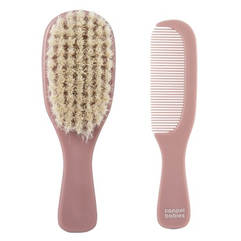 CANPOL BABIES Hřeben a kartáč přírodní měkký gold růžový 2 kusy (Dětské kartáče a hřebínky na vlasy)