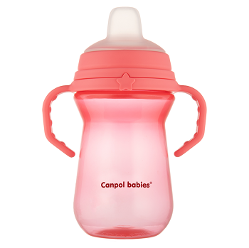 CANPOL BABIES Hrneček se silikonovým pítkem 6m+ růžový 250 ml